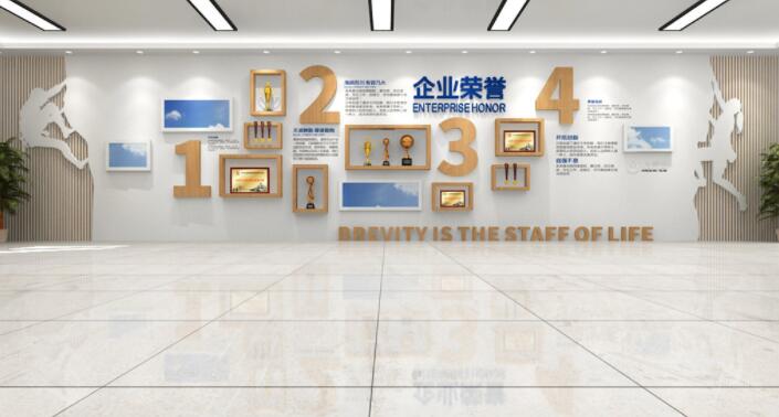 企業(yè)文化墻排版設計圖片(圖2) 勇攀高峰榮譽(yù)展示企業(yè)榮譽(yù)榜文化墻排版設計