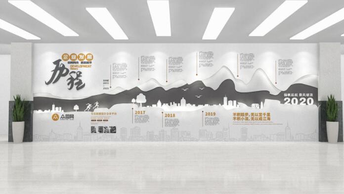 企業(yè)文化宣傳墻效果圖(圖3) 簡(jiǎn)約黑白創(chuàng )意生活公司發(fā)展歷程企業(yè)宣傳墻