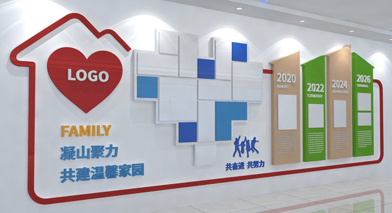 企業(yè)榮譽(yù)墻文化墻創(chuàng )意設計圖(圖2) 公司團隊風(fēng)彩文化墻設計